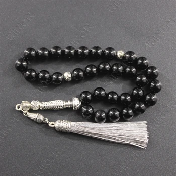 Factory Cheap Price 33pcs 8mm Black Crystal Prayer Beads Muslim Rosary Allah Islamic Tasbih Misbaha Islamic Tesbih Gifts