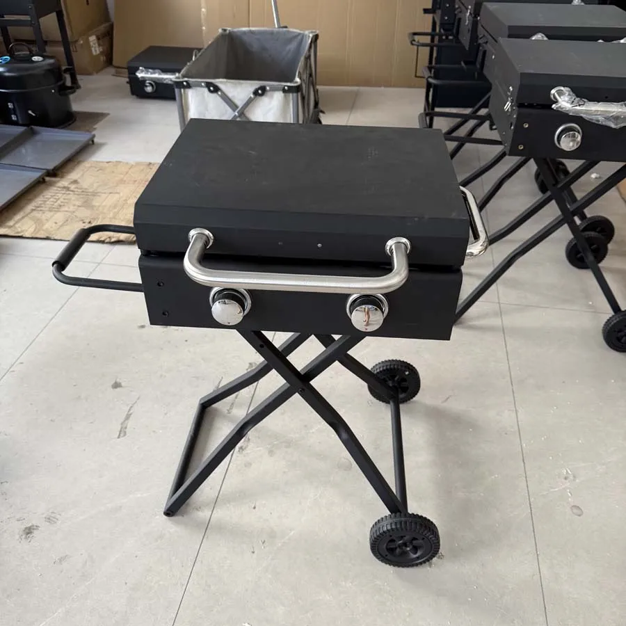 2 Burner Folding Gas BBQ Plancha Grills Outdoor Gas Foldable Barbecue Flat Top Grills