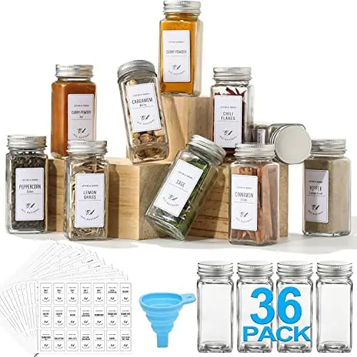 Hot Sale 4oz Empty Square Spice Bottles with Spice Labels