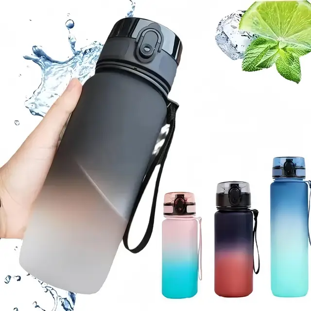 New customizable sports fitness water bottle gradient plastic cups 1000 ml plastic bottle
