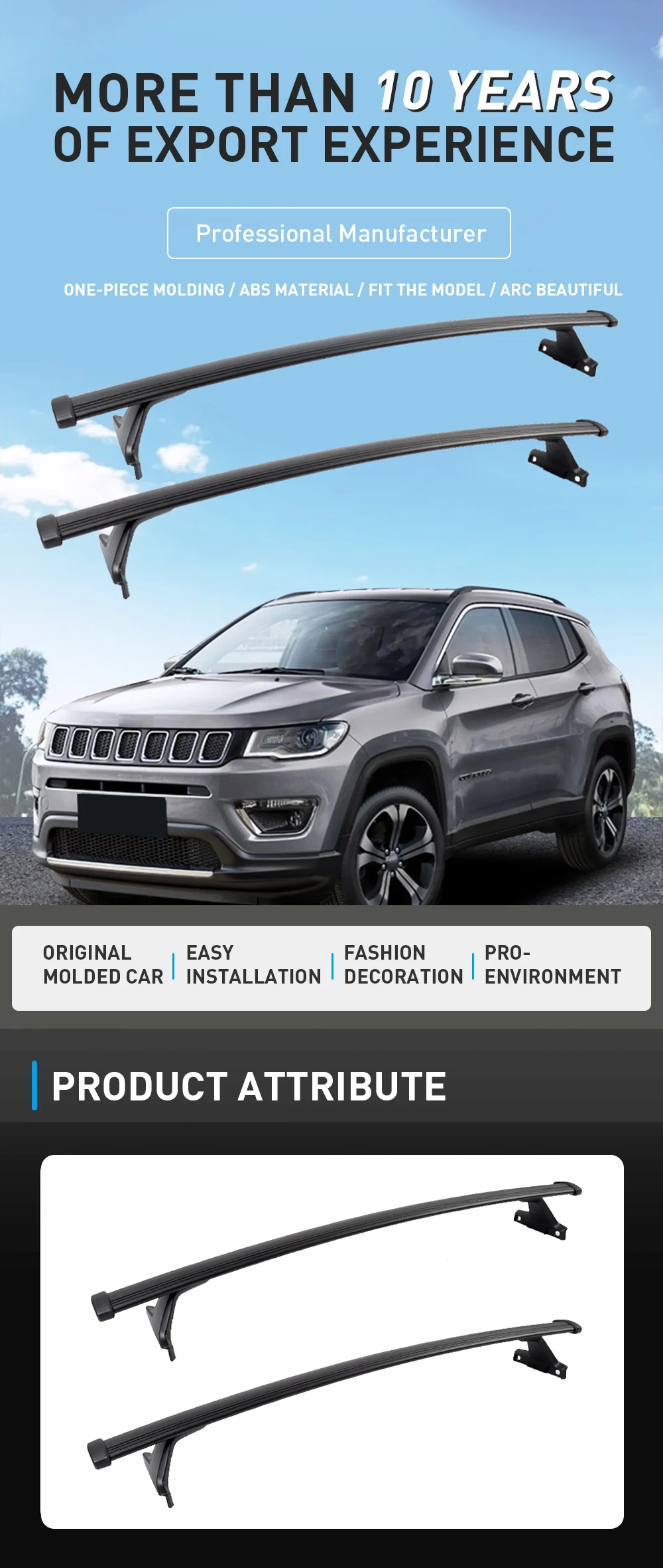 Off Road Car 4x4 Accessories Aluminium Side Rails Duty Roof Rack For Jeep Compass 2022 2023