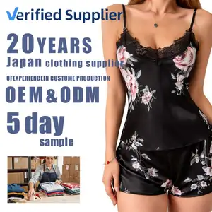 Women's Luxury Elegant Nylon Lace V-Neck  Nightgown with Floral Pattern Front Logo for Summer & Spring Nightwear