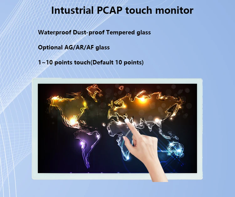 Color White PCAP Capacitive Touchscreen Lcd Display 1080p 32 Inch Square Industrial Open Frame Free Driver Touch Screen Monitor