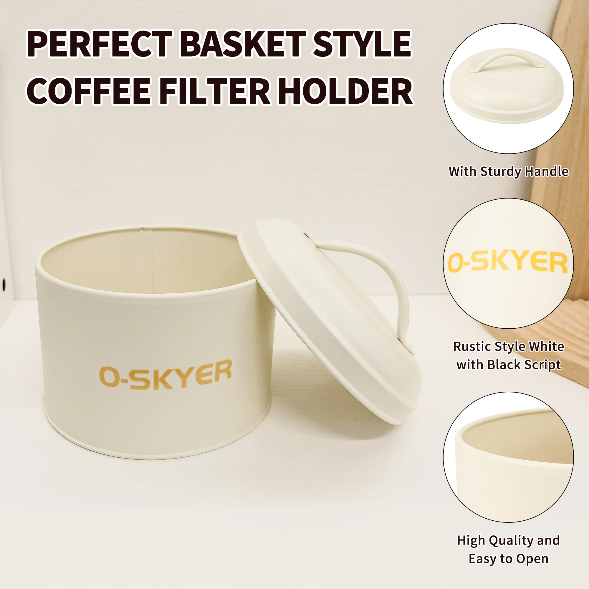 Factory Wholesale Office Metal Storage Bucket Coffee Canister Kitchen Tissue Container with Lid