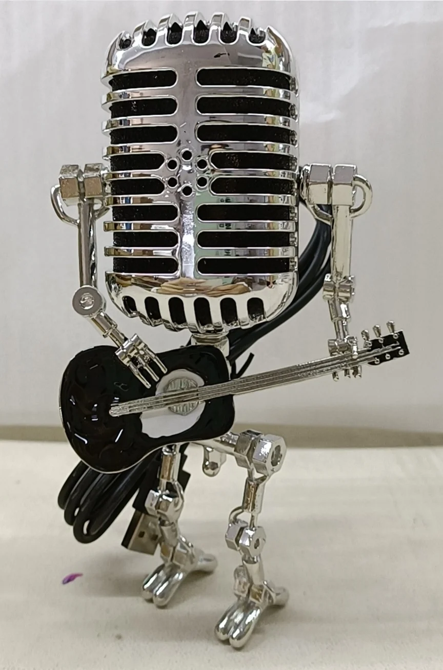 Metal Microphone Robot Desk Lamp Decoration Microphone Robot Ornament