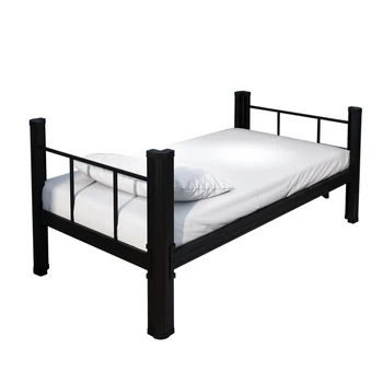 Simple and generous staff metal bed black white iron single bed metal bed frame for bedroom