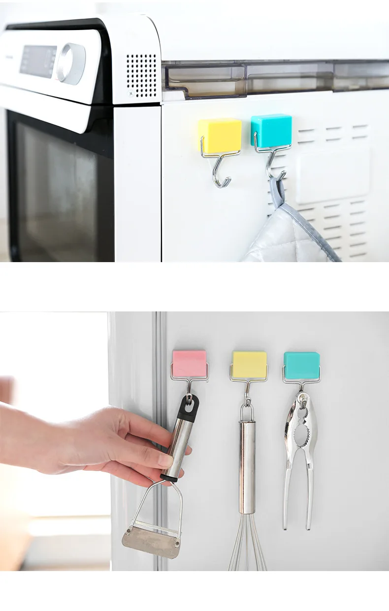 Japanese creative super suction magnetic hook microwave refrigerator without trace hanging magnet hook nail free manufacture