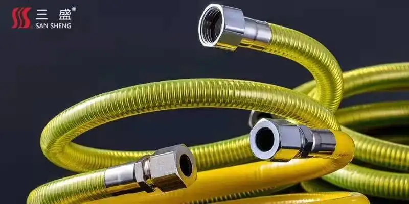 1/2" 3/4" 1" Gas Connector, 304 Stainless Steel Corrugated Pipe with Male Female Brass Fittings