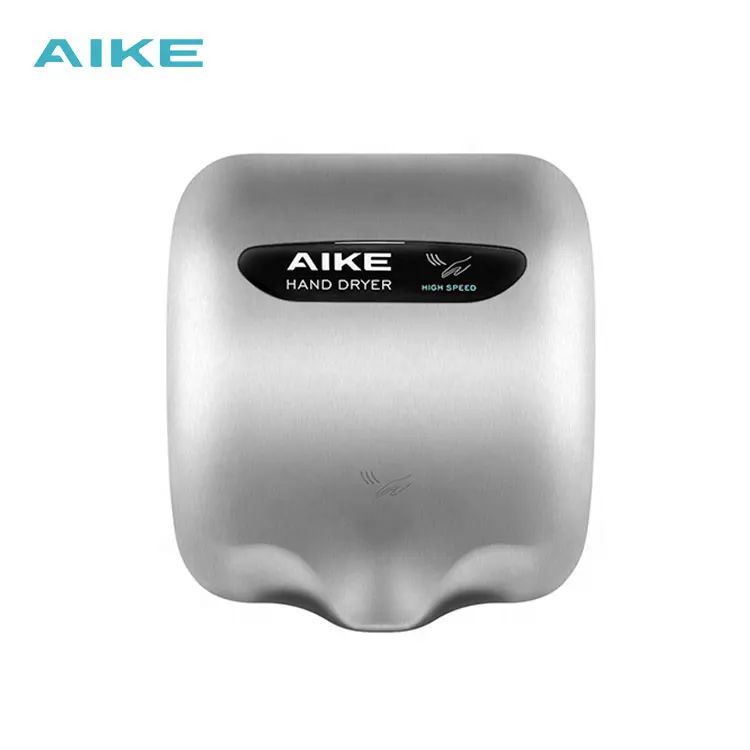 AIKE AK2800C Jet Cube Commercial Hand Dryer - 110V, 1400W, Brushed Stainless Steel, Fast 10-15 Second Drying
