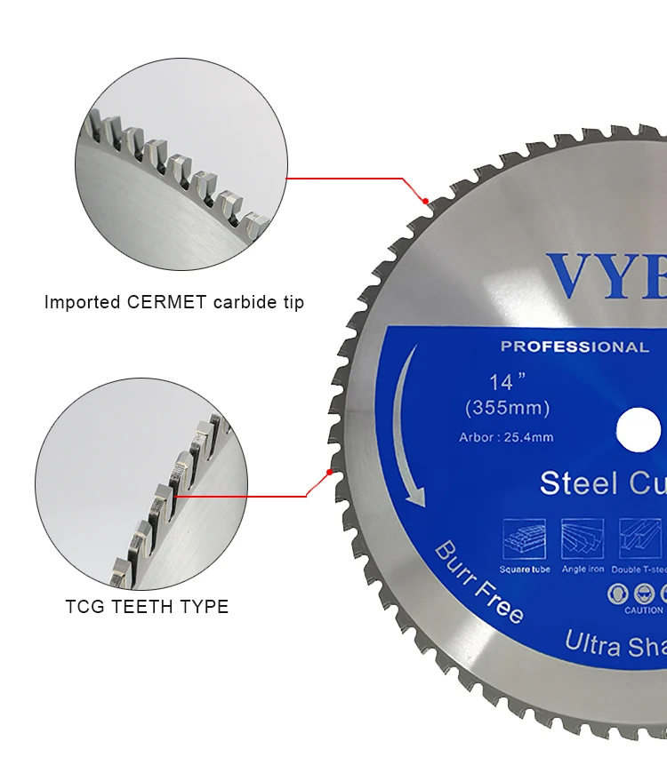 355x72t Tungsten Carbide Tipped Cutting Angle Iron Saw Blade With