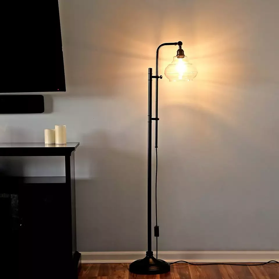 Modern Black Simple Industrial Style Adjustable Length Decorative Floor