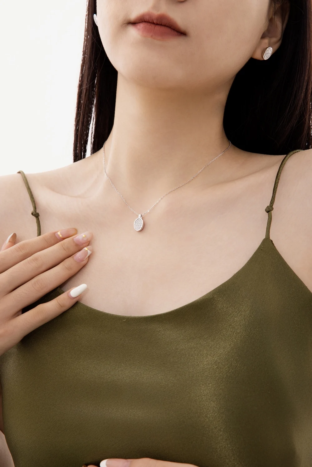 KAKODIY Unique Personalized Design 925 Sterling Silver 5A Zirconia Oval Bean Shape Pendant Necklace High Top Boutique Silver Jewelry detail 3