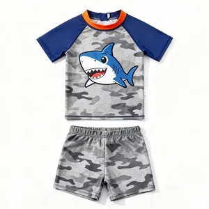 Oeko Tex Custom Boys Short Sleeve Swimming Clothes UPF 50 Recycled Fabric Soft Breathable Swimsuit OEM Toddler Swimwear Baby
