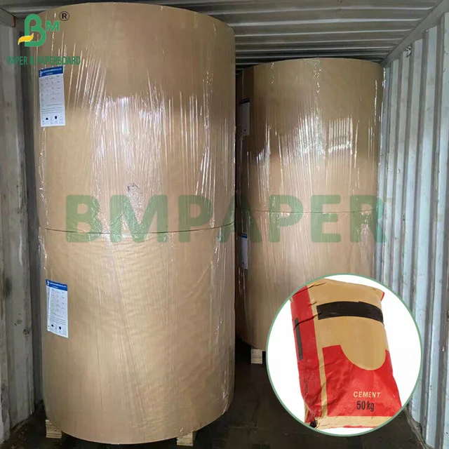 Virgin Wood Pulp 75gsm 90gsm Unbleached Semi Extensible Kraft Paper for Packing Cement