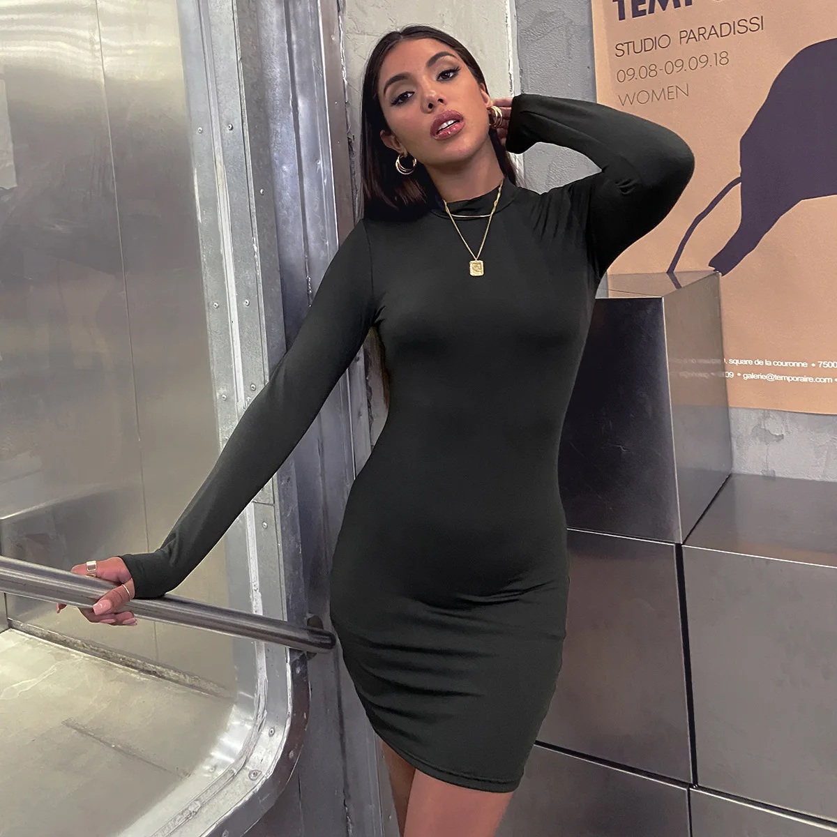 slim fit dress slacks Vintage OFF Shoulder Button bodycon mid-calf Sexy Dress Vestido de fes –  blingbling9