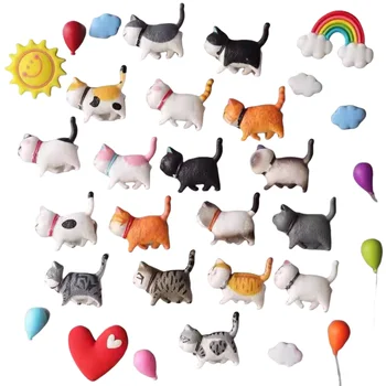 9 pcs Gift Cat Kitty Stickers Lovely Kitten Cute Animal Ornament Refrigerator Magnetic 3D Cartoon Fridge Magnet for Cats Lovers