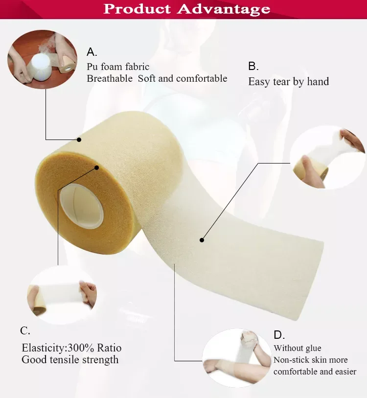 Factory Soft Sports Foam Tape Muscle Tape Foam Under Wrap Bandage Avoid