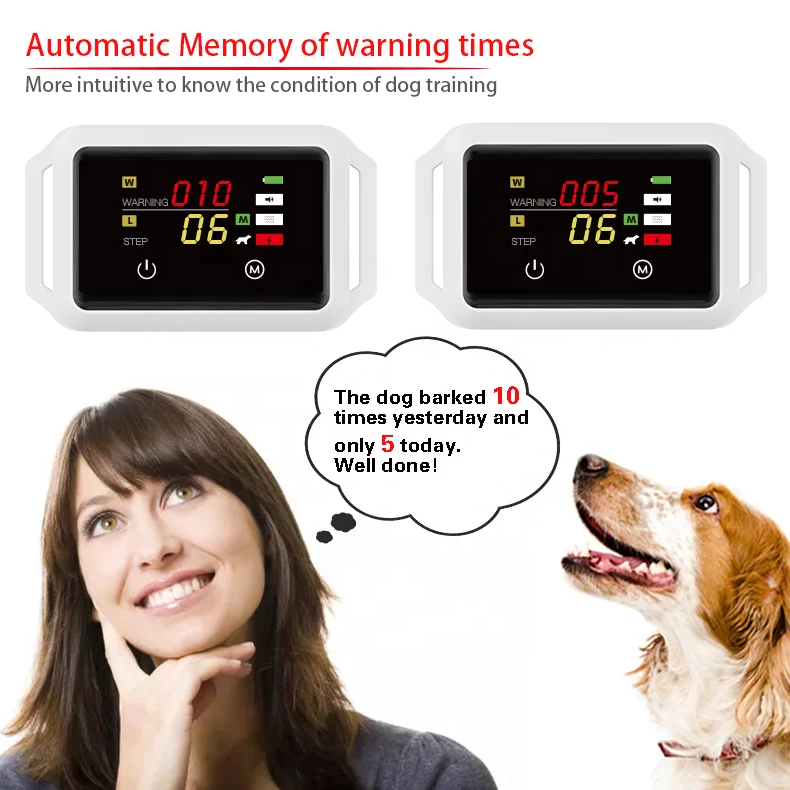 Safe Effective Rechargeable Bark Control Training Collar Beep Vibration Shock Smart Anti Bark Collar for Large Medium Small Dogs