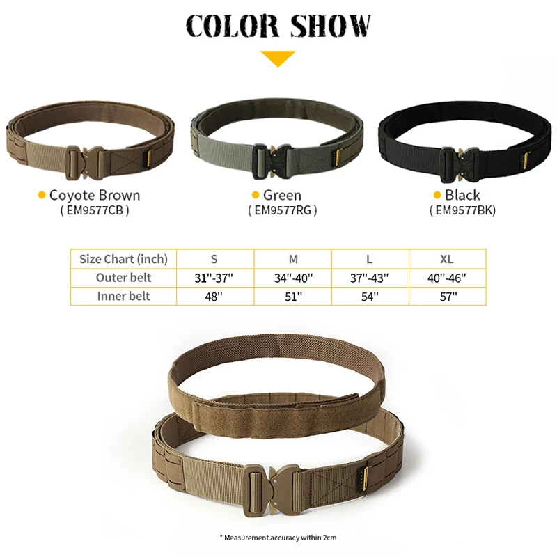 Emersongearコブラ戦術戦闘ベルトナイロンレーザー切断モール屋外狩猟