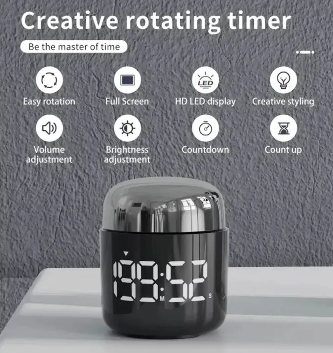 Kitchen 199 Minutes Countdown Large Visual Digital Timer Silent Classroom  Count-up Stopwatch Mechanical Battery Timer