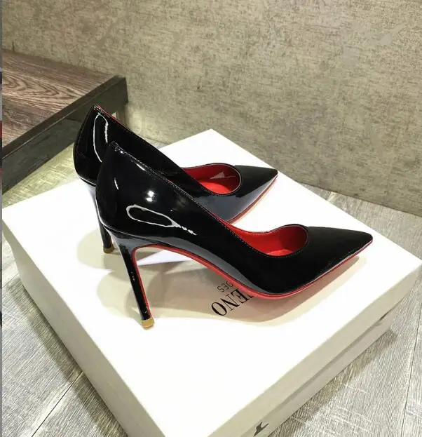 Women's Sexy Pointed Toe Patent Leather Black High Heels Pump Stilettos ...