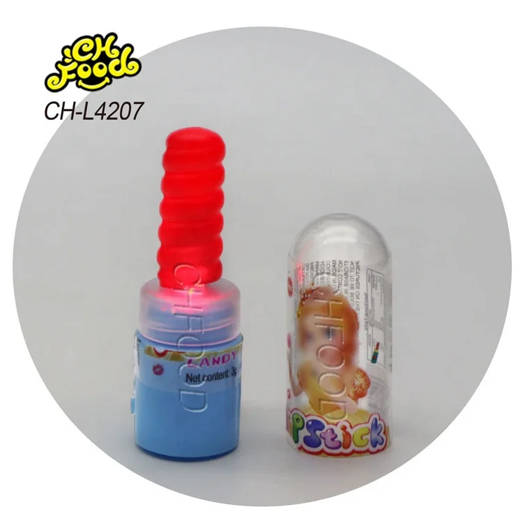 Cheap Plastic Candy Toys for Kids Led Lightning Lipstick Lollipop Hard Candy Sweets Snack Food