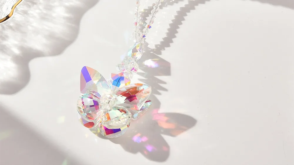 Bulk Butterfly Rainbow Stained Glass Spiral Suncatcher Bead Crystal