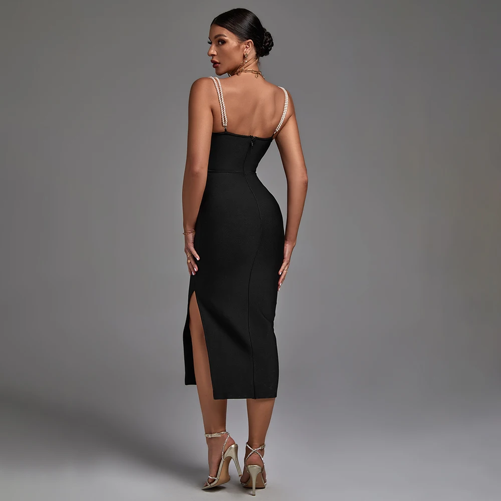 Schwarzes Kleid mit Seitenschlitzen - Ella main image 1