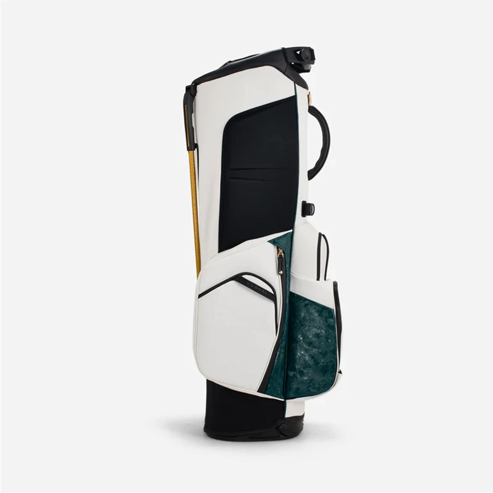 Primus Golf Plain Blank White Green Custom Leather Golf Bag Lightweight