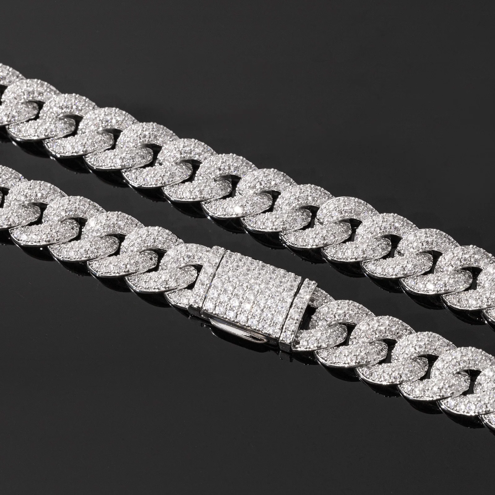 Top Icy Rows Diamond 8mm Iced Out Bubble Cuban Chain Fashion Jewelry  Necklace Brass 18K Gold Plated 3A CZ Shiny Necklace Women