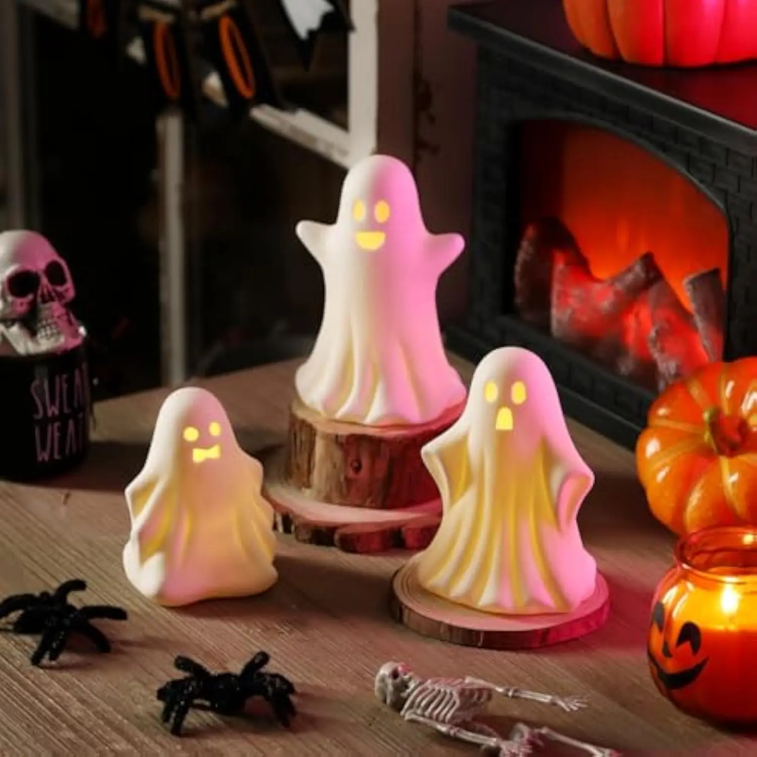 Customizable Gothic Ceramic Ghost Glowing, Halloween Ghost Decoration, Suitable for Halloween Home Interior Decoration