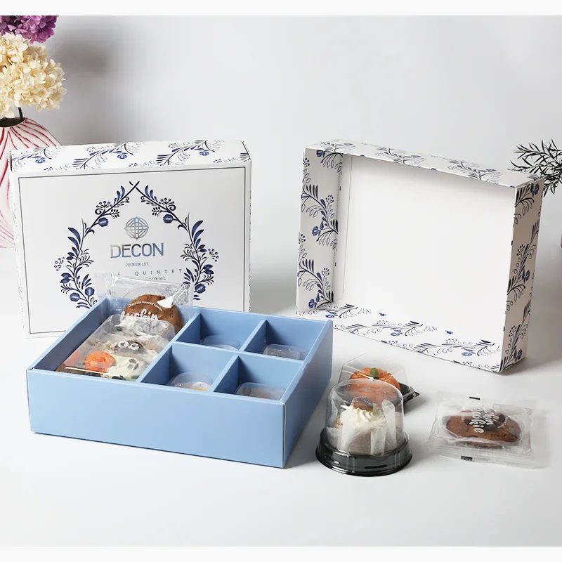 Foldable Lid and Base  Box Custom logo Printed for Food Elegant Partitioned Cookie Gift Box  Customizable Packaging for Desserts