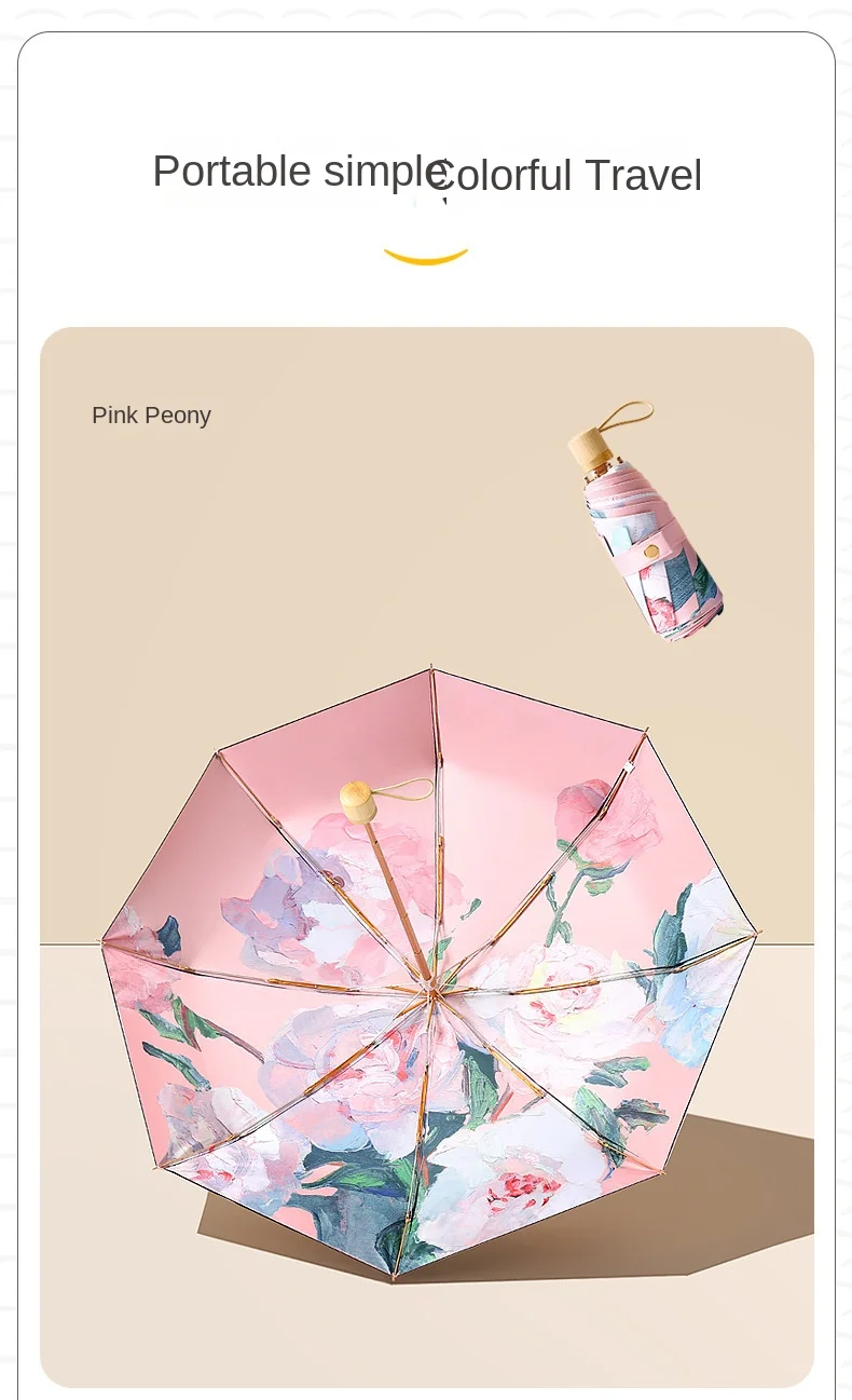 High-grade Double Layer Full Flower Printing Sunshade Folding Umbrella