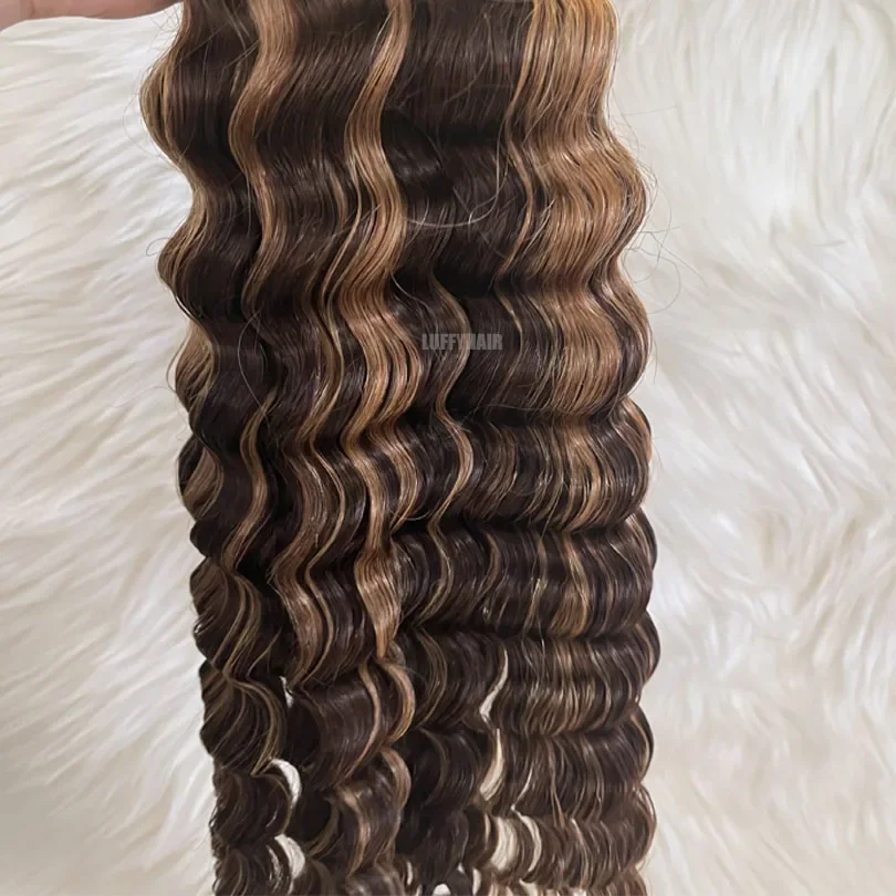 Ombre Deep Wave Äkta Hår, Bulk, 3 Buntar, Tvåfärgat Brunt, Honungsblondt, För Flätor, Brasilianskt Slinghår_voghion.com
