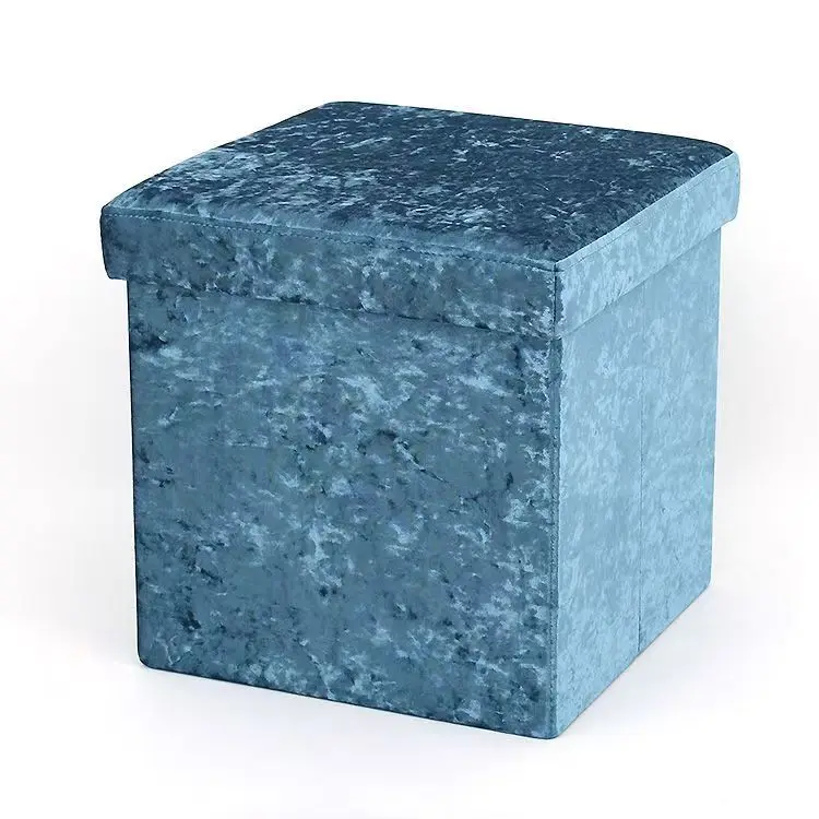 Factory Wholesale Customizable Foldable Modern Portable Storage Large Capacity Diamond Velvet High Quality Storage Stool