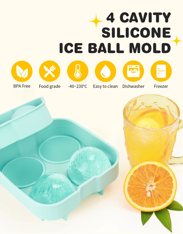 2 Cavity Crystal Clear Ice Ball Maker 2.5 Inches Whiskey Sphere