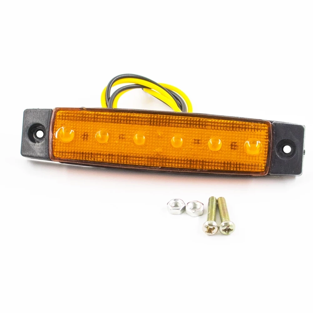 thumbnail interactive-video image 1 of 20x 6-LED Yellow Side Marker Lights – 12V Sealed Indicators For Truck, Trailer, Van, Bus – CANbus & Road Legal 1 of 5