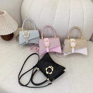 Korean Fashion Shiny Handbag for Women 2026 New Light Luxury Shoulder Bag Flower Lock Premium Texture Crossbody Bag