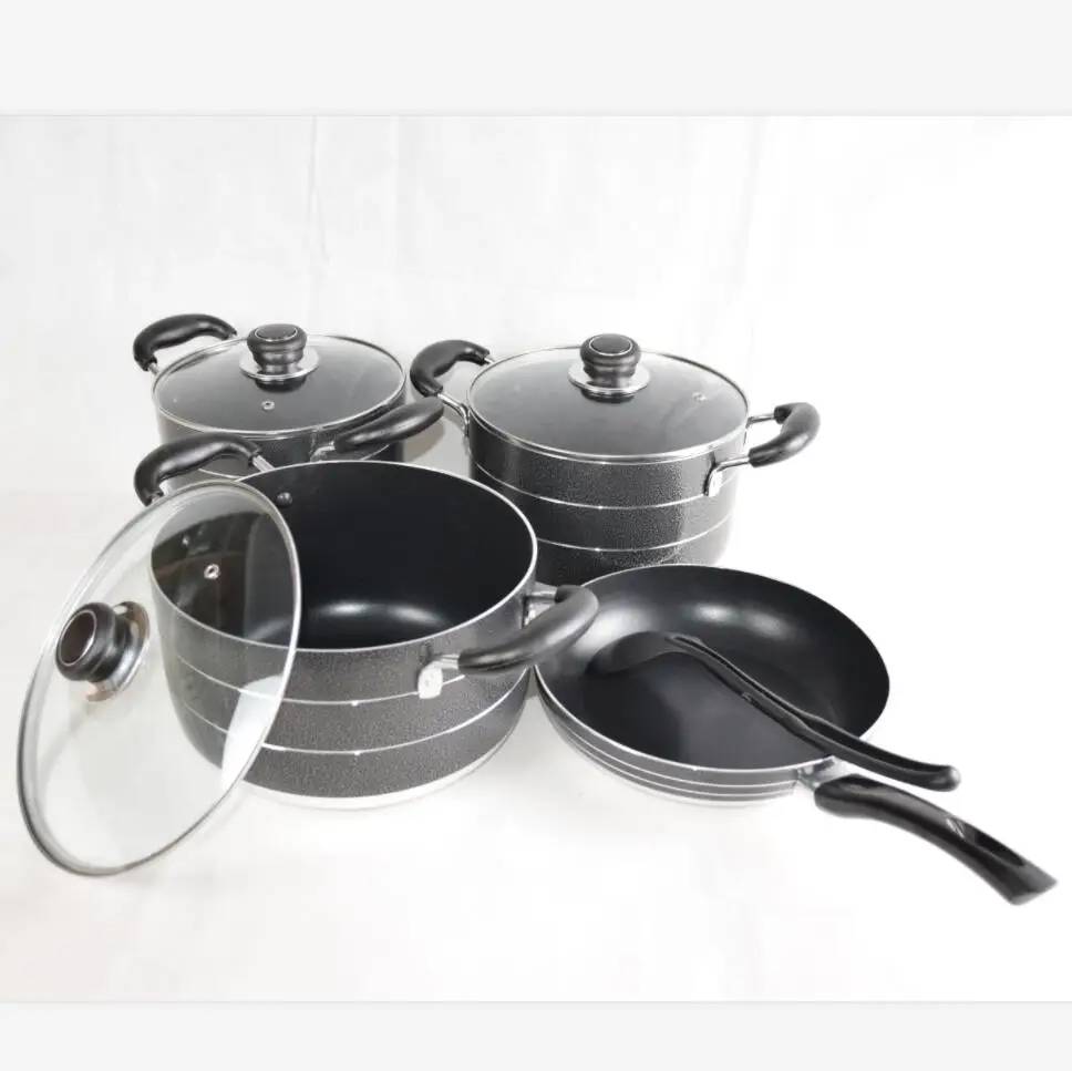 Battery Of Pots Pans Tognana 8 Pieces Black Aluminum Authentika