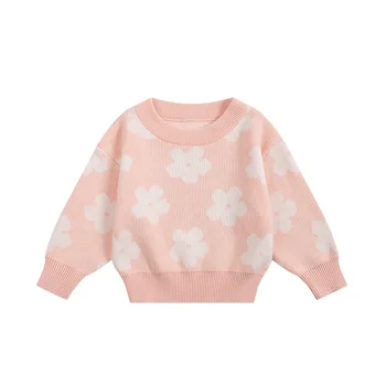 Spring and autumn baby girl sweaters organic cotton baby girl clothes base layer seet floral babies knitted sweater
