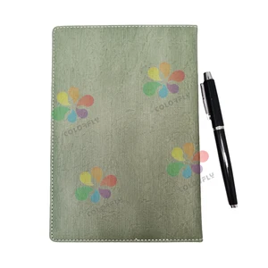A5 Different Color Customized Design  Perfect Binding Custom  Pu Leather Daily Single Line  Notebook With Pen