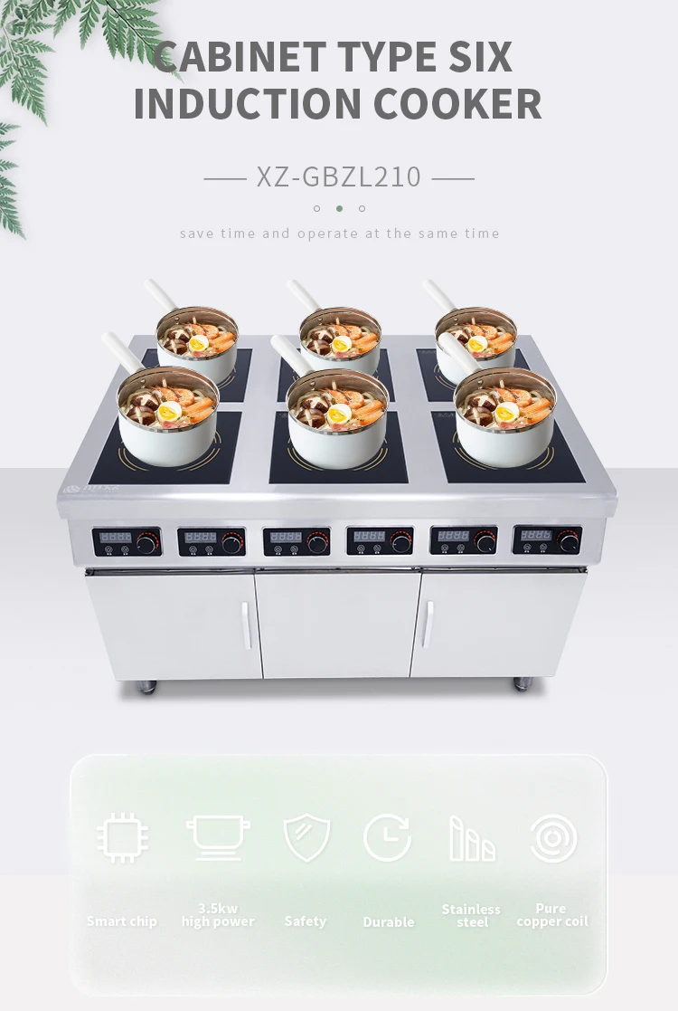 Commercial 3500w 6 Burners Plate Induction Cooker Stove With Cabinet Electric Cooktops Cooking Electric Stove Induction Cooker