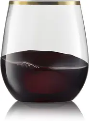 16 унций Премиум твердый перерабатываемый Небьющийся Свадебный золотой ободок пластиковый бокал для шампанского