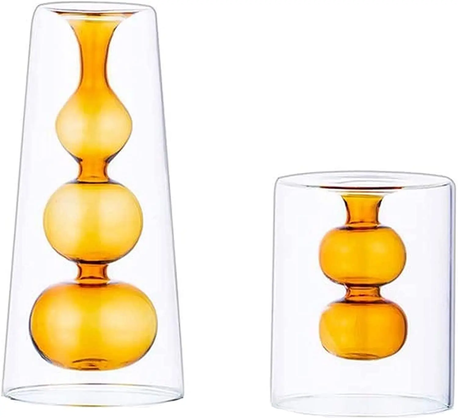 Modern Minimalist Colored Tabletop Glass Vase Creative Double Wall ...