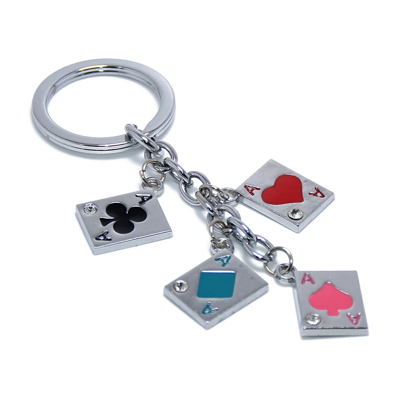 5 PCS Diamond Heart Spade Club Cards Bronze Charm Pendant C0011