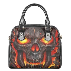 Customize Printing Pattern Vegan Leather Tote Bags Women's Gothic Styled Crossbody Bags