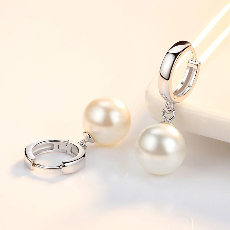 Unique Luxury 925 Sterling Silver Rhodium Plated Fashion Pearl Earrings Women Jewelry(图2)