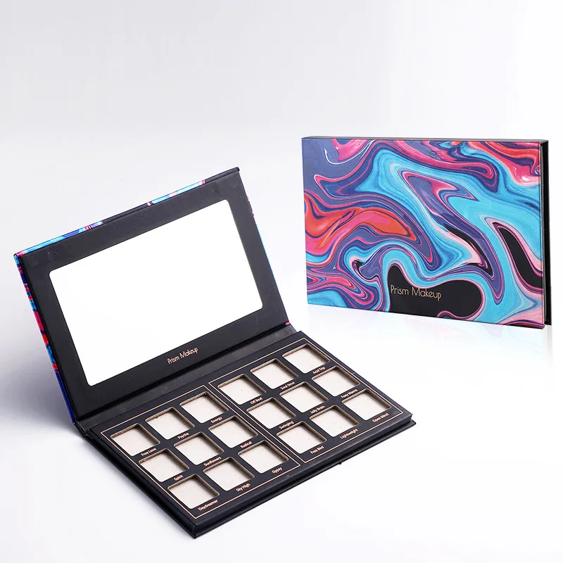 Custom Magnetic Close Flip Paper Makeup Box for Women Factory Cosmetic Packaging with Mirror for Foundation Embossed Printing