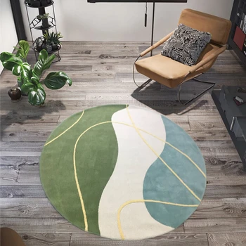 Handmade Custom Carpet Modern Area Rug Abstract Pattern Tufted Round Carpet for Living Room Piano Art Gallery Floor Decor