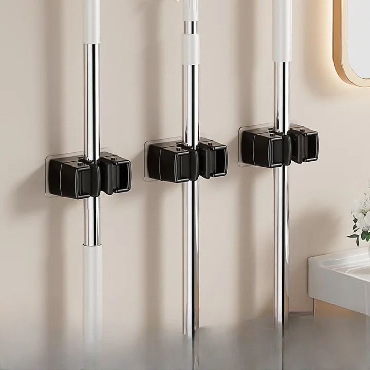 Hot Selling New Silicone Wall Mounted Modern Bathroom Storage Artifact Broom Hanger Strong Single Mop Hook for Tools Adjustable